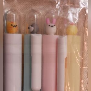 Kawaii 4pcs Ink Pens, Cute Animal Figures Pop Up Pens, Black Ink With Case  New